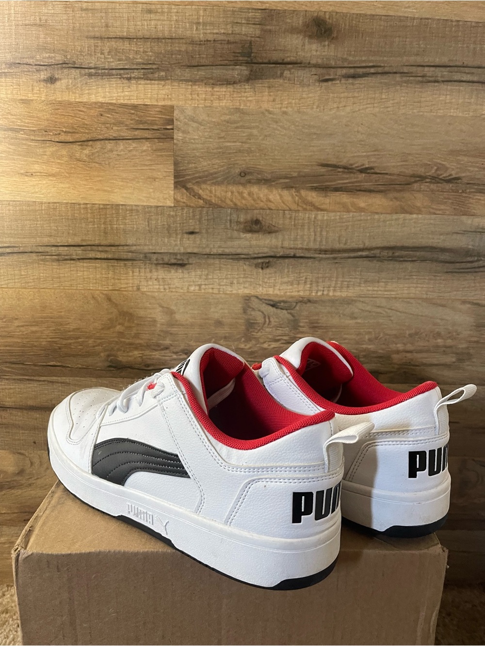 Puma Mens Size 10.5 Rebound Layup Low Top Sneakers White Black Streetwear Casual